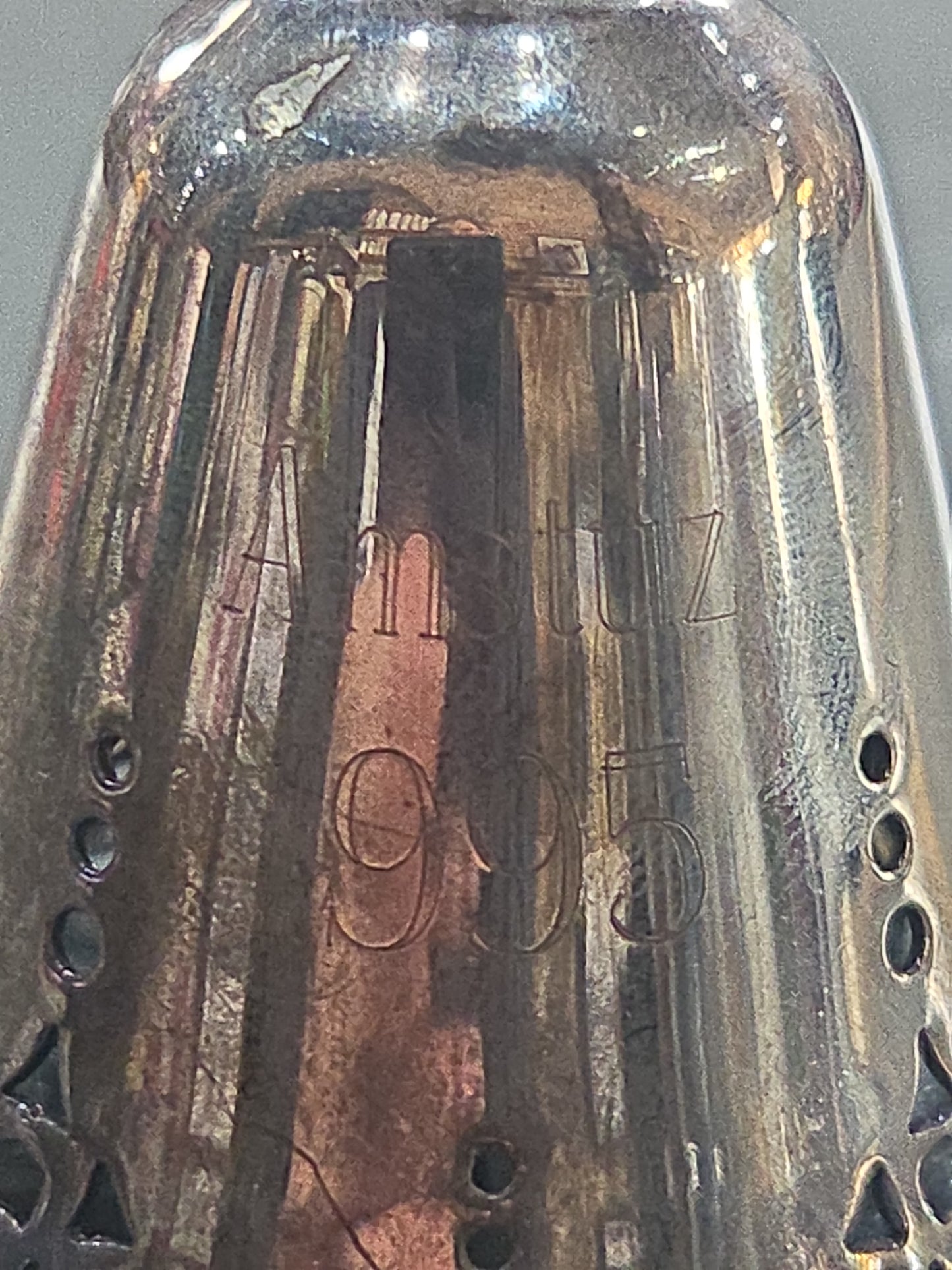 Vintaged Silver Plated Pierced Bell Engraved on One Side With Name 1995