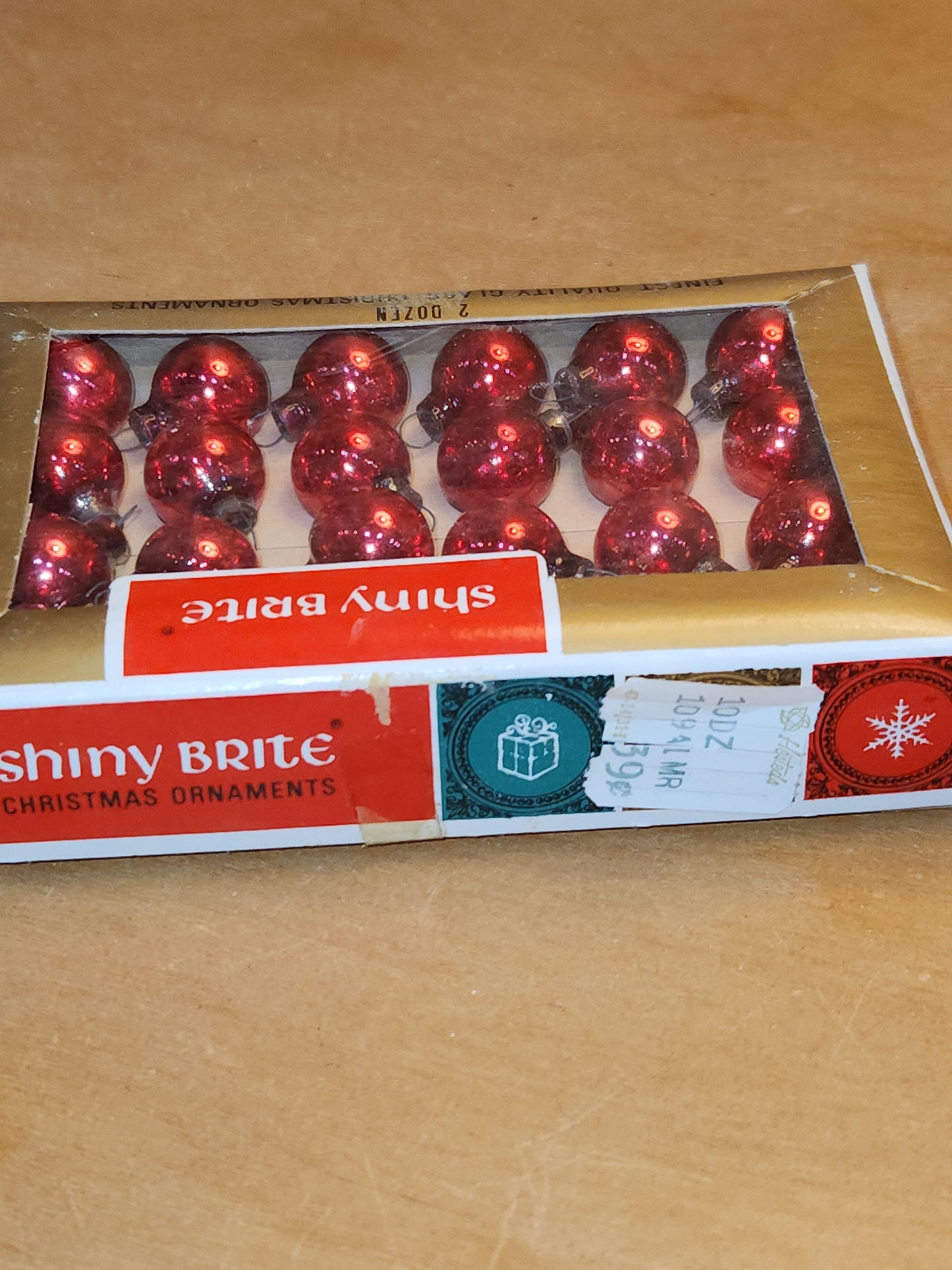 Vintage Shiny Brite 24 Red Mercury Glass Feather Tree Ornaments 1/2 inch 15mm bo123