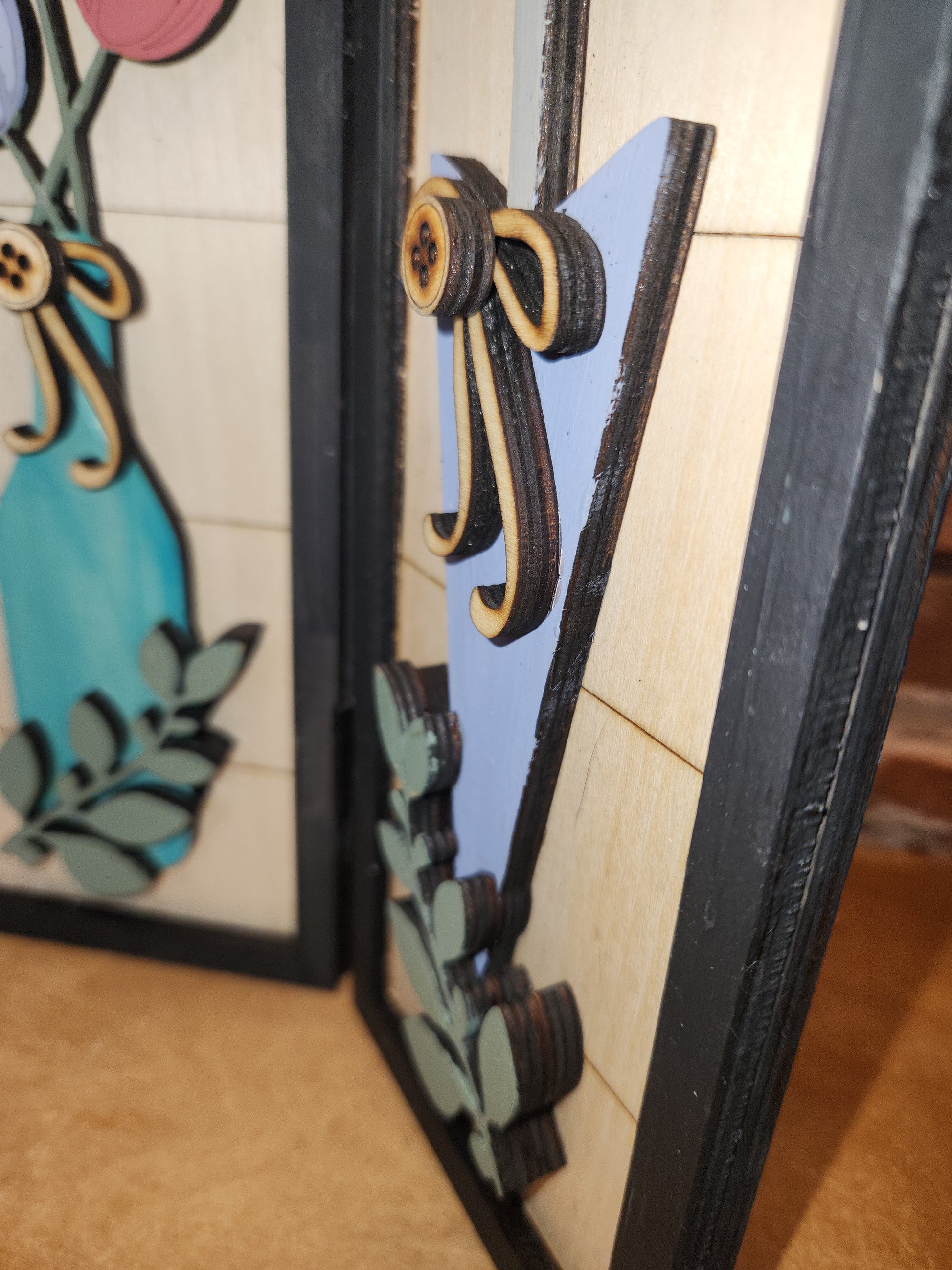 Trio Frame Decor Spring Bird Umbrella Tulips 10 1/2" tt71