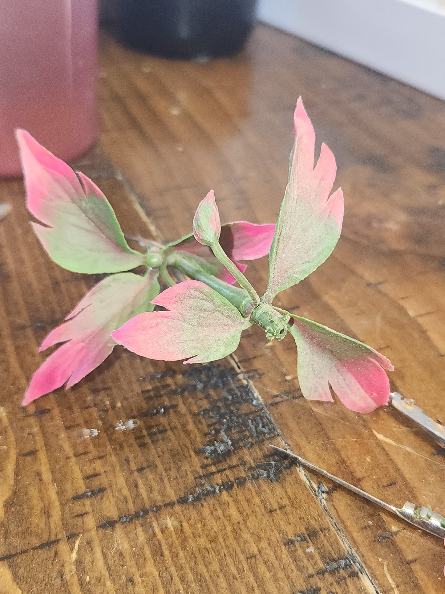 Vintage Plastic Flower Picks with Leaves for Crafting