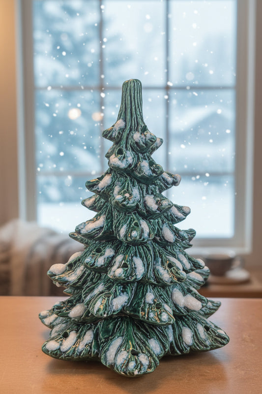 Vintage Nowell Mold Ceramic Christmas Tree 8” 1977 or 1987 vt2