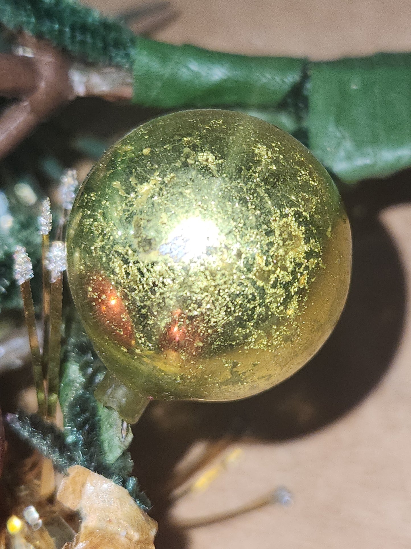 Vintage Christmas Pick with Mercury Glass Ornaments and Mercury Glass Starburt Ornaments cp1