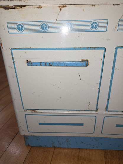 Vintage Wolverine Tin Lithograph Kitchen Stove White Turquoise ps7