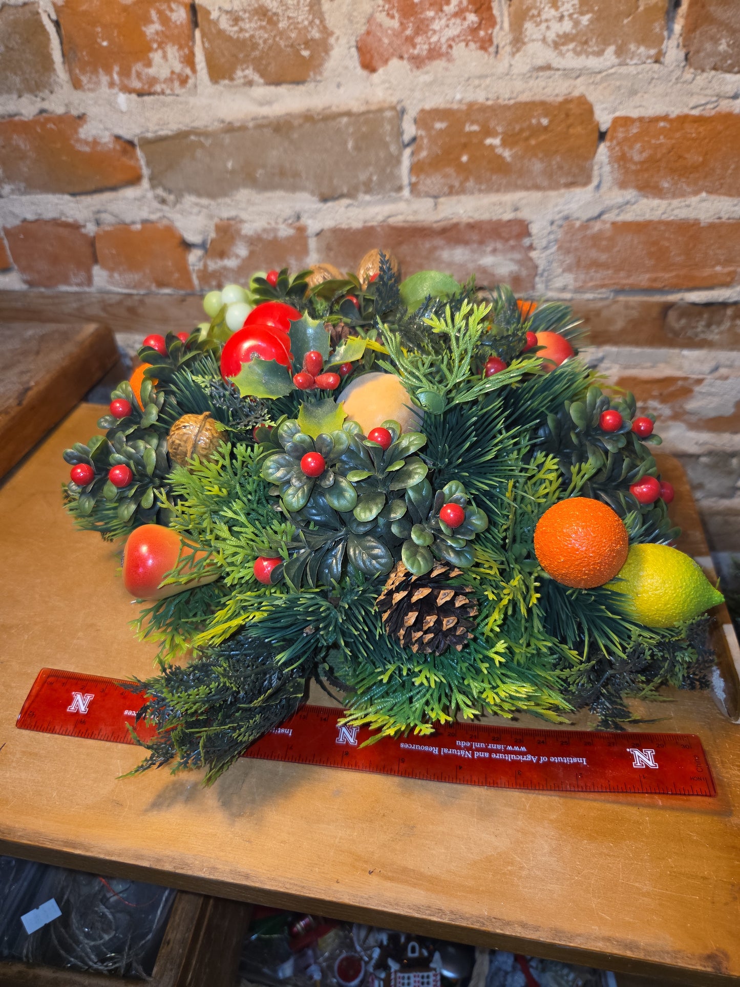 Vintage Plastic Greenery and Plastic Fruit for Christmas Arrangements