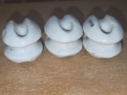 Vintage Small White Ceramic Porcelain Egg style Insulator Set of 3 Japan vi9