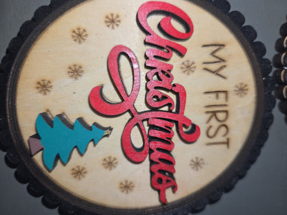 Baby's First Year Holiday Milestone Photo Prop Set of 10 Wooden bp2