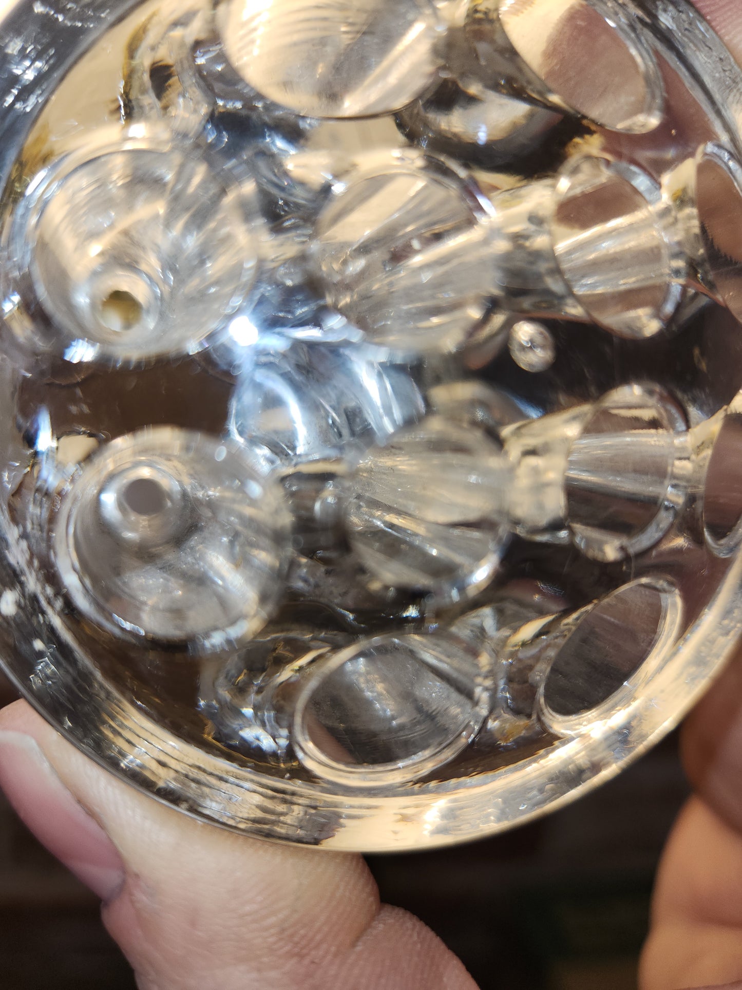 Vintage Flower Frog Clear Glass has 11 Holes AS Is ff12