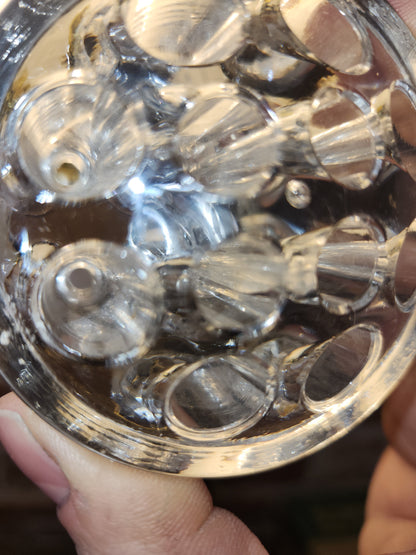 Vintage Flower Frog Clear Glass has 11 Holes AS Is ff12