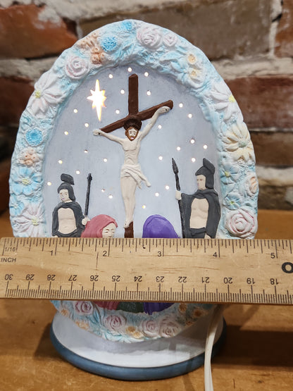 Vintage Ceramic Lamp Jesus Crucifixion Night Light