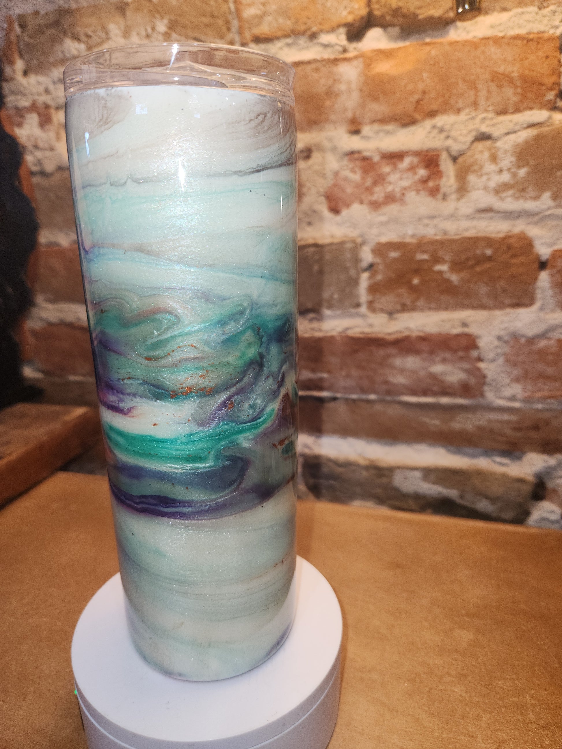 20 ounce stainless steel, Insulated, alcohol ink art Tumbler pink, teal, whute, purple, aqua AS IS CLEARANCE ai6