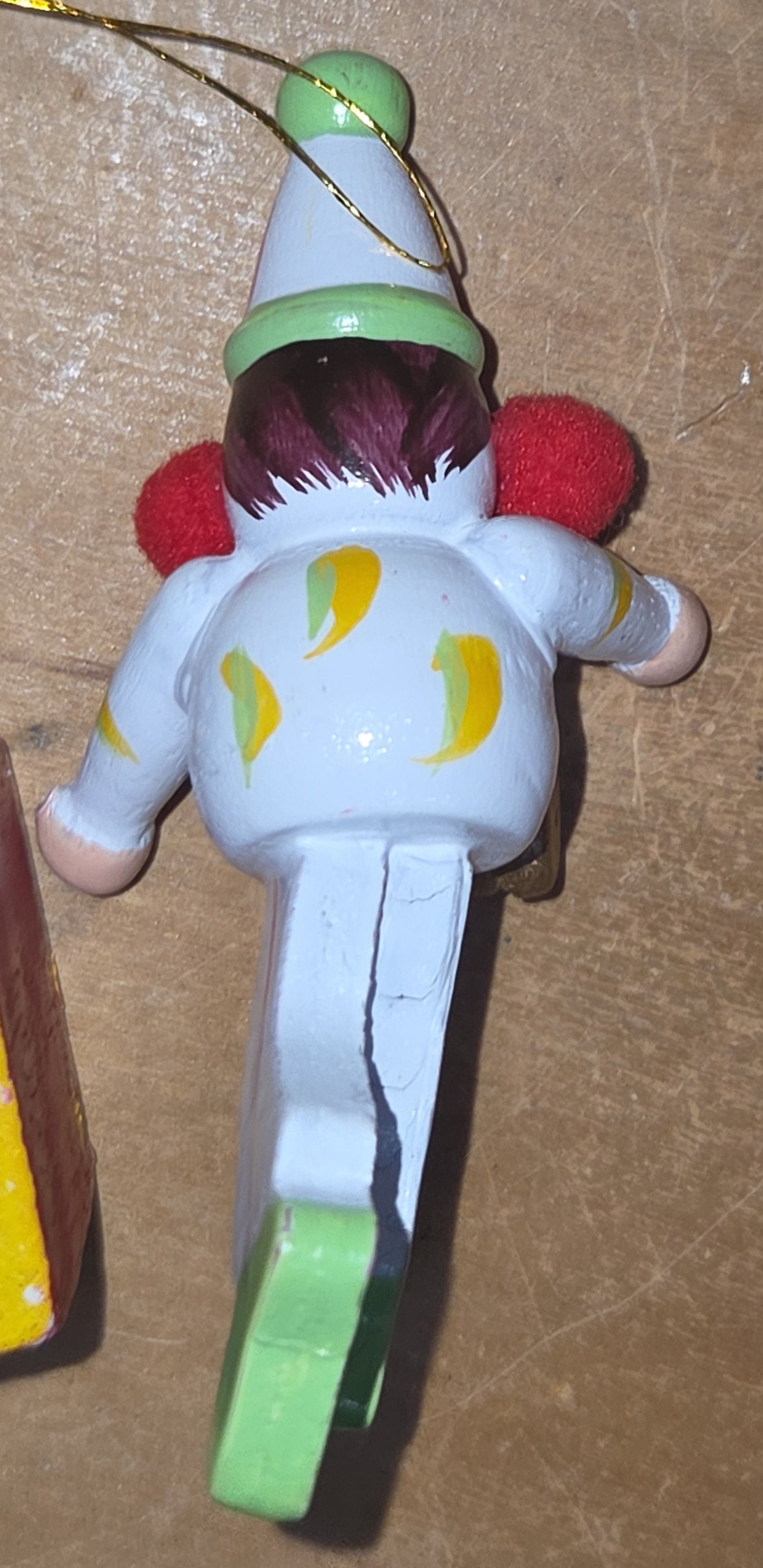 Vintage Wooden Ornament Circus Clowns Set of 4 MCM Kitchy