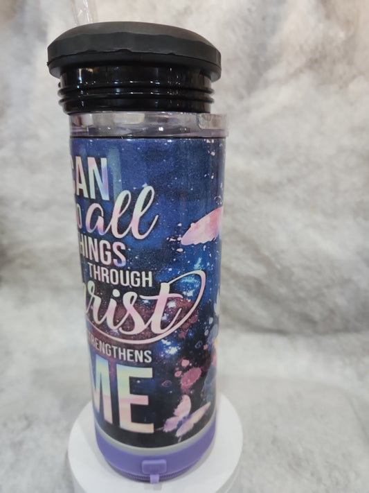 17 oz Steel Insulated Can Cooler, Tumbler & Speaker I can do all things through God sp1