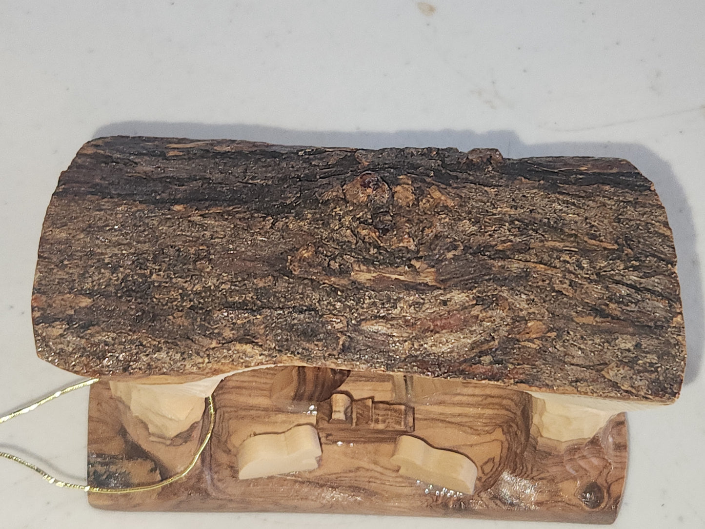 Small Grotto nativity carved in olive wood Branch - 3"x5" n3