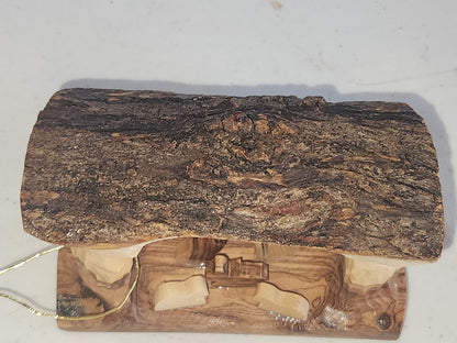 Small Grotto nativity carved in olive wood Branch - 3"x5" n3