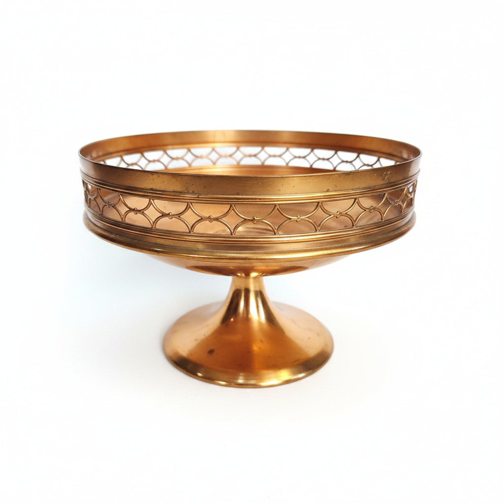 Vintage Copper or Brass Compote Dish Manning Quality Bowman Meriden Conneticut 2220 cb8