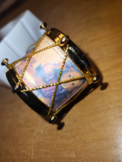 Vintage Giftco Holiday Drum Ornaments Set Of 3 In Original Box Bears