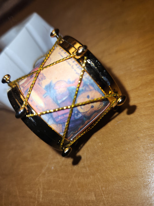 Vintage Giftco Holiday Drum Ornaments Set Of 3 In Original Box Bears