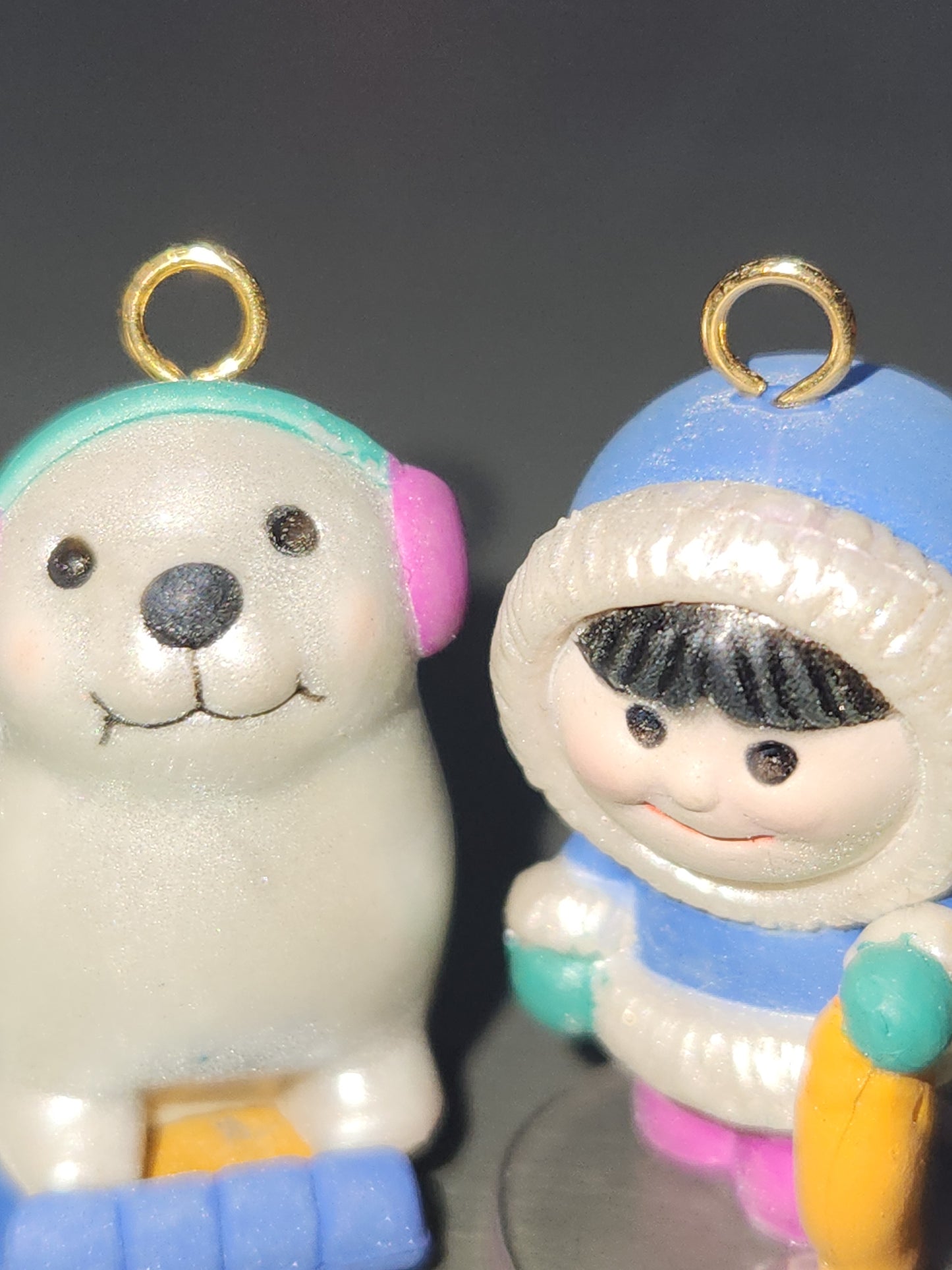 Vintage Avon Wee Winter Friends Ornaments Polar Bear, Seal, Eskimo Set of 3 Ornaments CLEARANCE