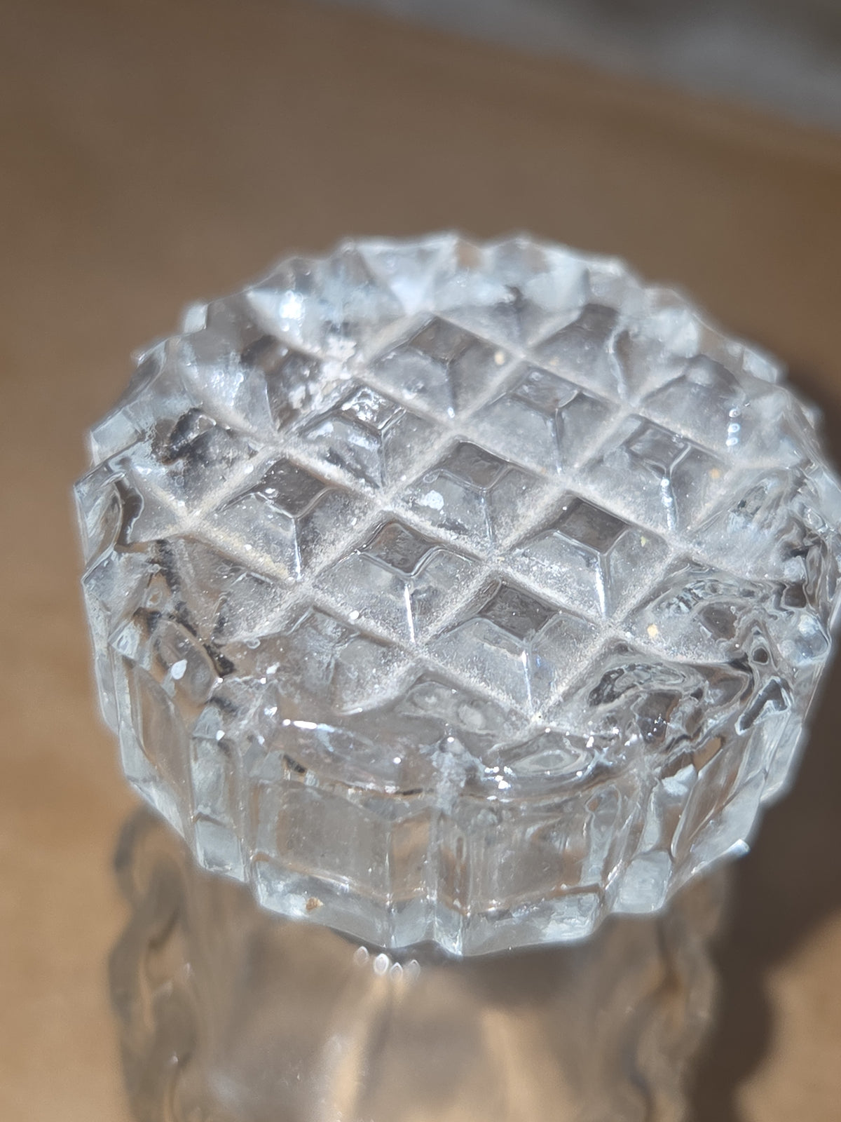 Vintage Perfume Bottle Pressed Glass Faceted Stopper with Ground or Polished Glass gl40