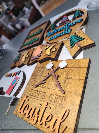 Tier Tray Decorations Handcrafted Camping Camper Adventure Campfire ttm1
