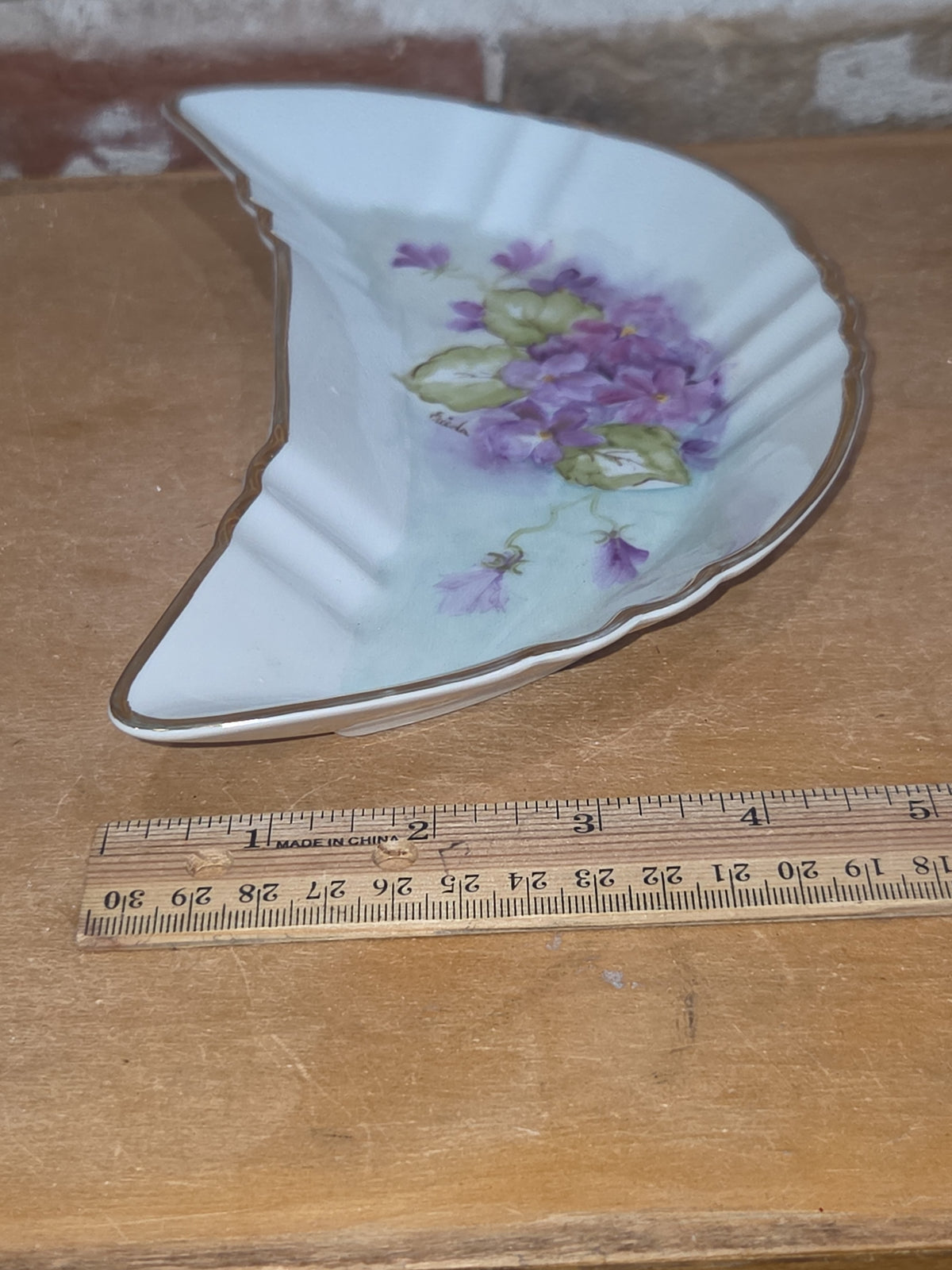 Vintage Lefton China Hand Painted Crescent Beside the Plate Tray G5