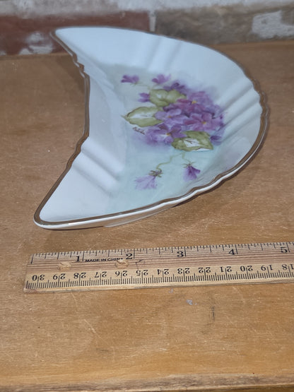 Vintage Lefton China Hand Painted Crescent Beside the Plate Tray G5