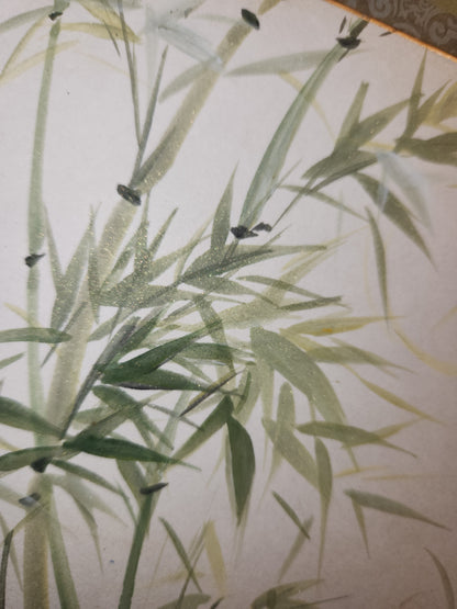 Vintage Peggy Pai Laughlin Framed Mixed Medium Painting B Hawaii Bamboo Dedicated by Artist 9 x 12 Frame