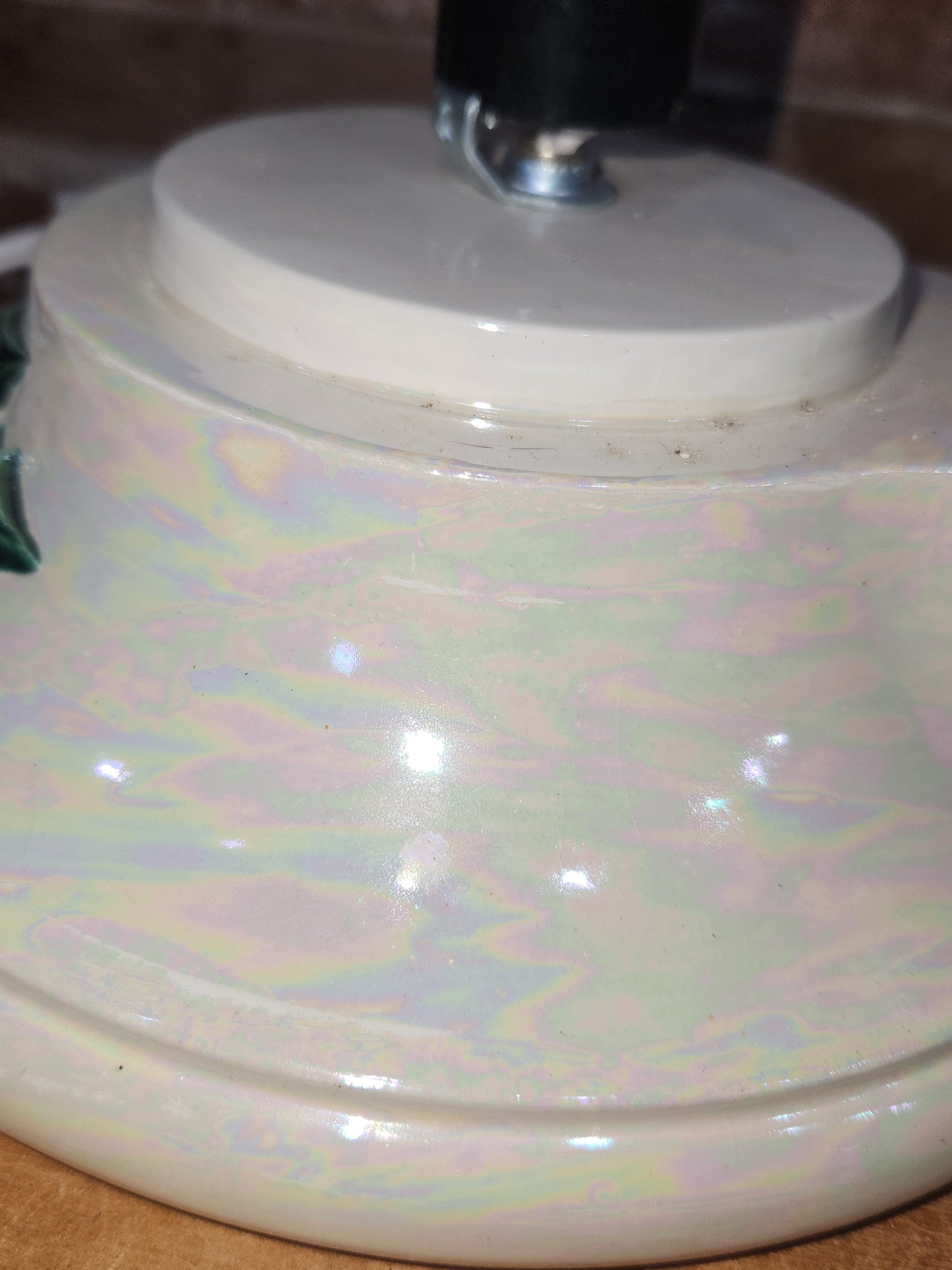 Vintage Ceramic Christmas Tree Base 1970s Iridescent Pearl NOTE: Base only