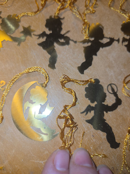 Vintage Probable Brass Angels on Gold String Set of 11