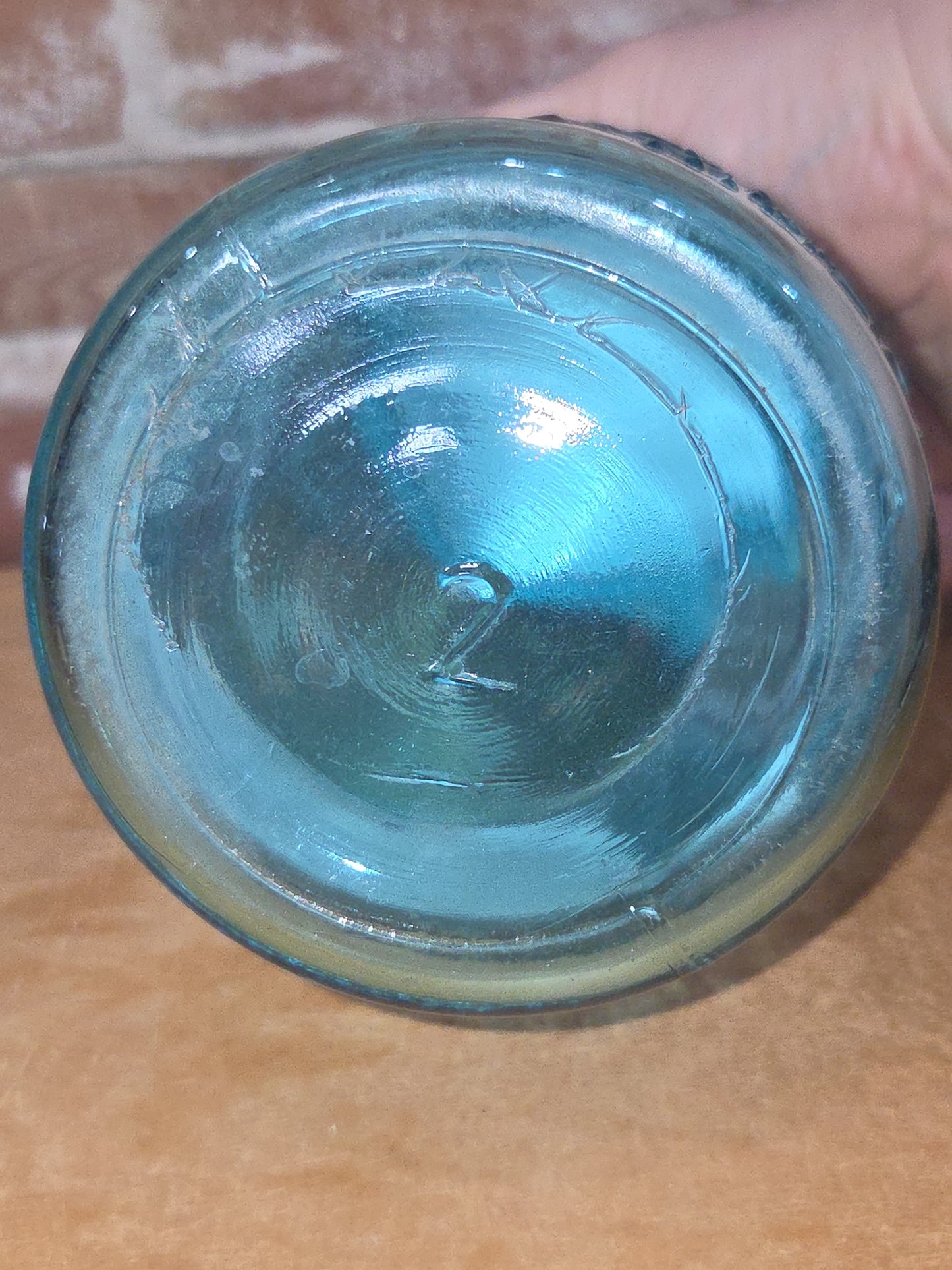 00235 Vintage Quart Jar Ball Perfect Mason Cornflowet Blue Glass Ball Zinc Lid jar099