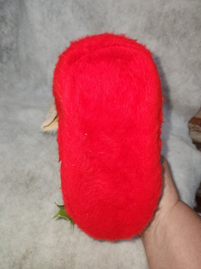 Vintage Red Santa Boot Planter Cover Holly & Bells White Trim ch111