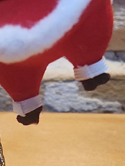 Vintage Flocked Santa Once on a Pick for Foral Arrangement sf24