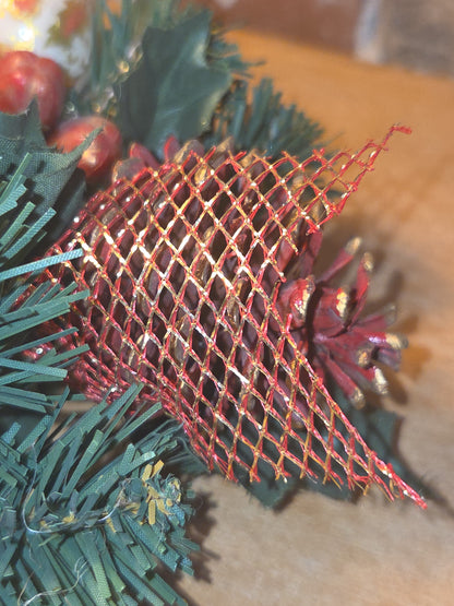 Vintage Christmas Candle Ring Centerpiece Gift Ornament Berries
