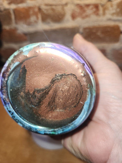 20 ounce stainless steel, Insulated, alcohol ink art Tumbler Copper Teal Blue White AS IS CLEARANCE ai7
