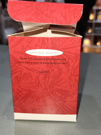 Three Vintage Hallmark Keepsake Ornaments 1986 Treetop Trio  1993 Peep Inside Birdhouse  1992 Egg Nog Nest