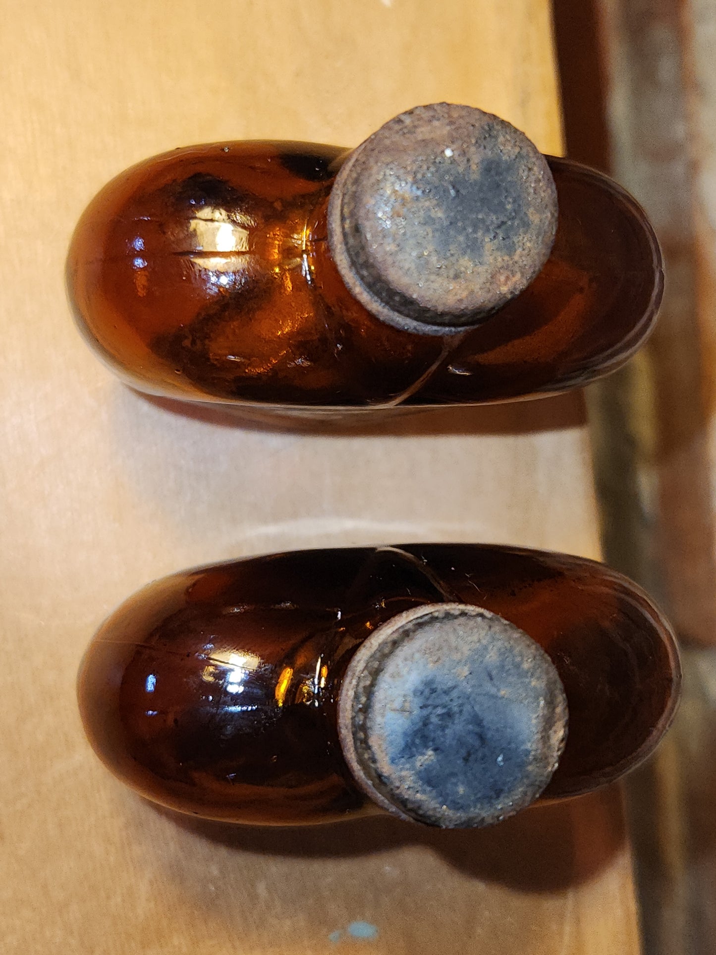 Vintage Liquor Bottles Paul Masson Rare Dry Sherry Heart Shaped Amber Glass Set of 2 vlb01