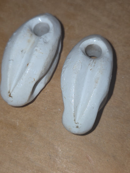 Vintage Ceramic Insulators Wire Strain Johnny Ball Style Egg Shaped Set of 2 AS IS vi10