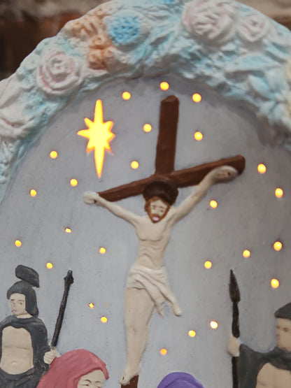 Vintage Ceramic Lamp Jesus Crucifixion Night Light