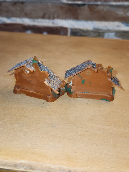 Vintage Set of Two miniature Plastic Celluloid Nativity Ornaments Made in Hong Kong Mica n11