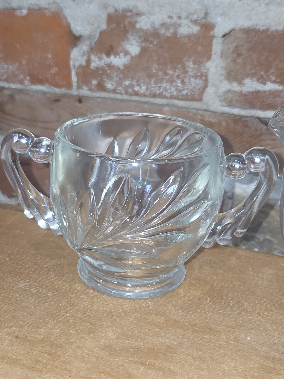 Vintage Indiana Glass Cream and Sugar Willow Pattern Set of 2 sbc2