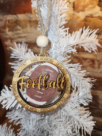 Wooden Football Car Charm for Rear-View Mirror or Ornament no15