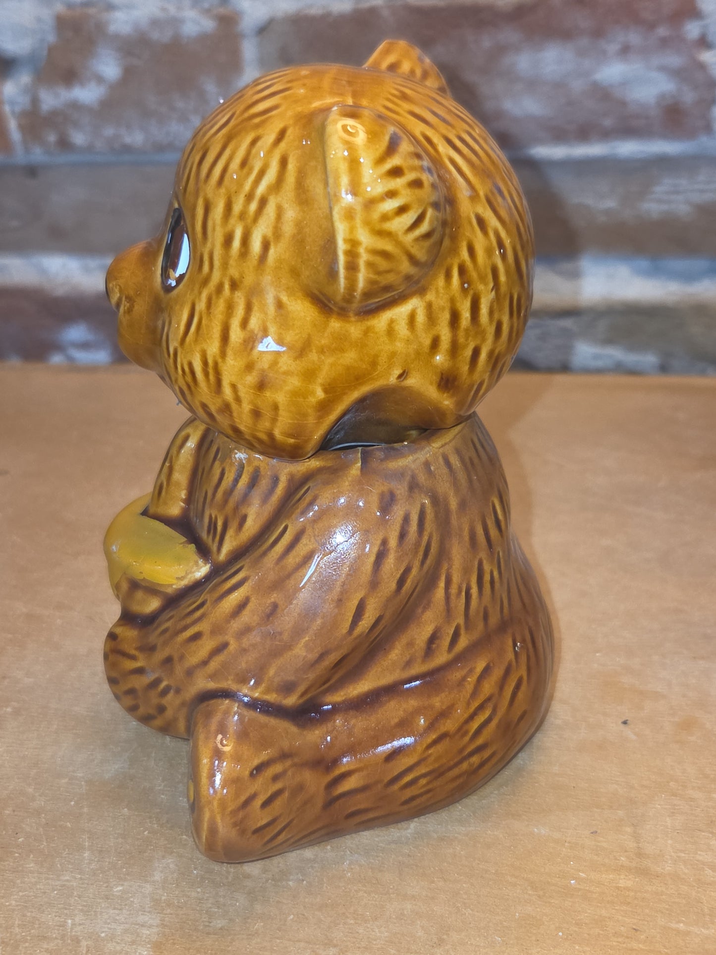 Vintage Ceramic Teddy Bear Honey Pot AS IS hp3