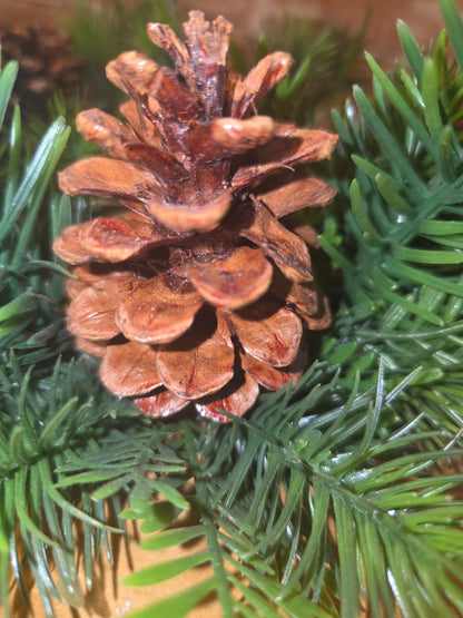 Vintage Christmas Candle Ring Centerpiece Plastic Greenery Pinecone Pear Berry Evergreen cr3