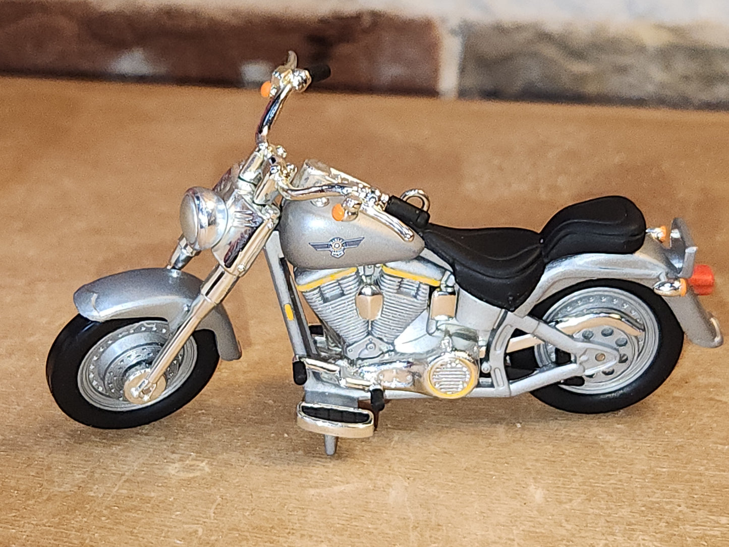 Vintage Hallmark Keepsake Ornament Harley Davidson Fat Boy with Box #2 Motorcycle Milestones Series 2000 ho71