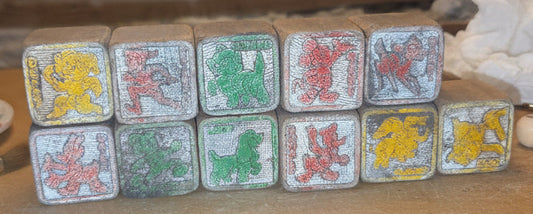 Vintage Disney Wooden Blocks Mickey Set of 11 Very Worn AS IS vt5