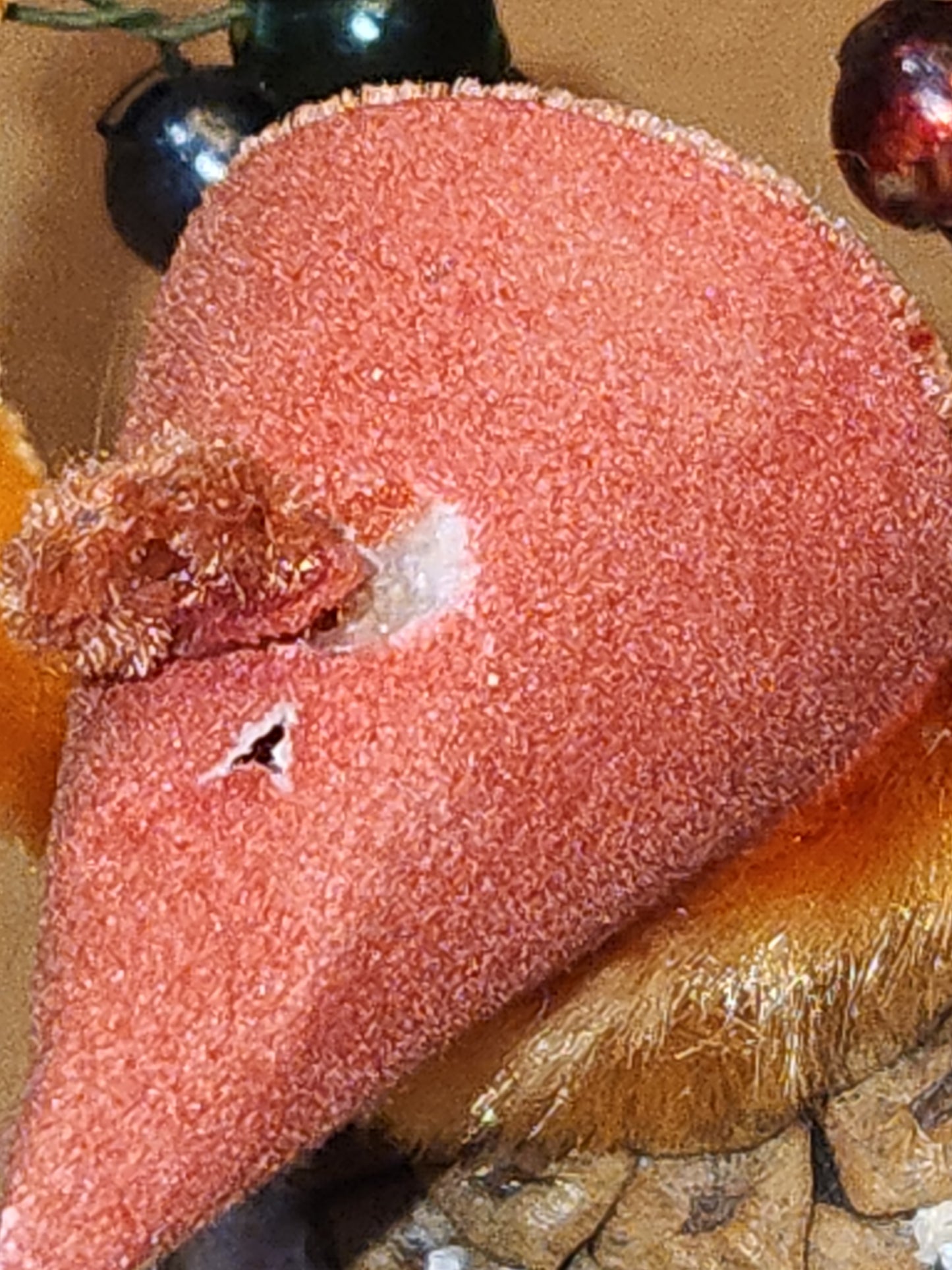 Vintage Pinecone Elf Gnome Dwarf with Maracas Band Ornament Chenille Plastic Face Mica Putz elf21