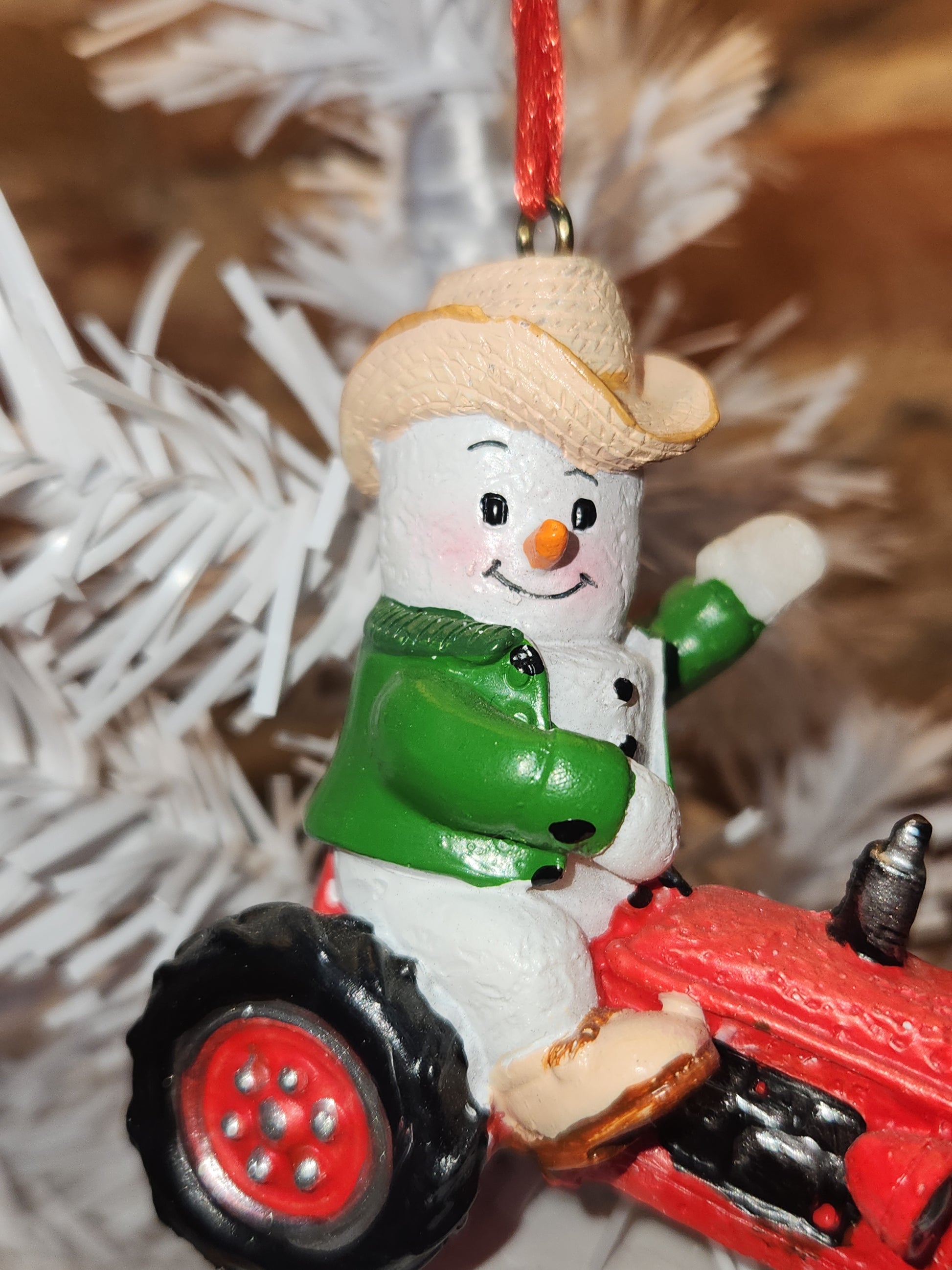 S'Mores Marshmallow Farmer Tractor Ornament mo1