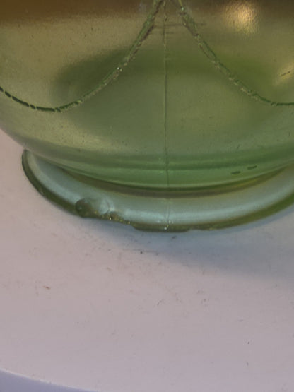Vintage Uranium Green Depression Glass Tea Cup Love Birds Vaseline AS IS Chips dg76