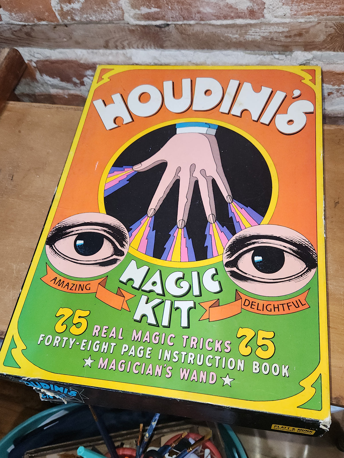 Vintage Game 1967 Houdini's Magic Kit and Tricks Book Platt & Munk Has Box As Is vg77