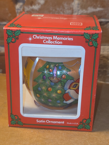 Vintage Satin Christmas Ornament Santa Tree Bag of Toys 1996